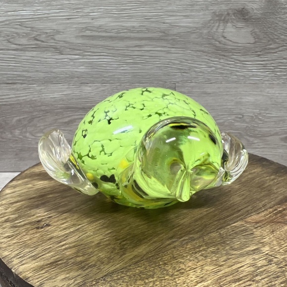 Fifth Avenue Crystal ltd Hand Blown Turtle Figurine Paperweight Green 7" Long - Picture 2 of 11